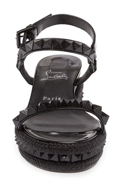 Shop Christian Louboutin Pyraclou Glitter Espadrille Wedge Sandal In Black