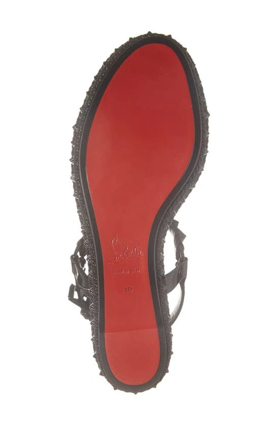 Shop Christian Louboutin Pyraclou Glitter Espadrille Wedge Sandal In Black