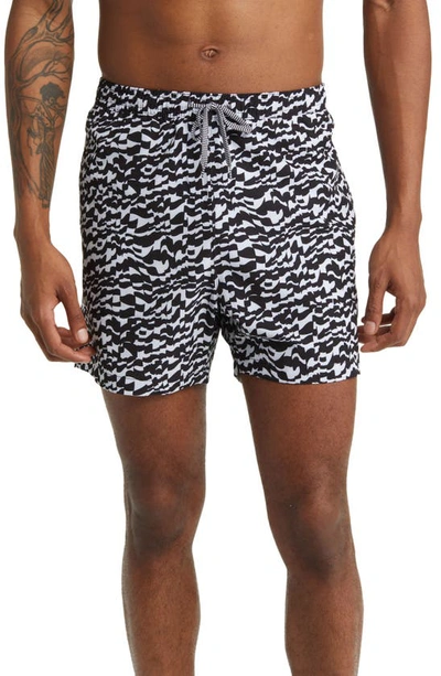 Shop Open Edit Recycled Volley Swim Trunks In Black Candy Check