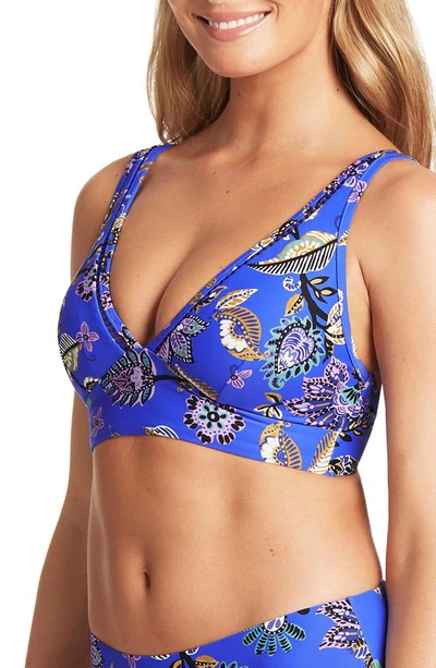 Sea Level Longline Triangle Bikini Top In Cobalt