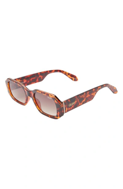 Shop Quay Hyped Up 38mm Gradient Square Sunglasses In Tort Gold/ Brown