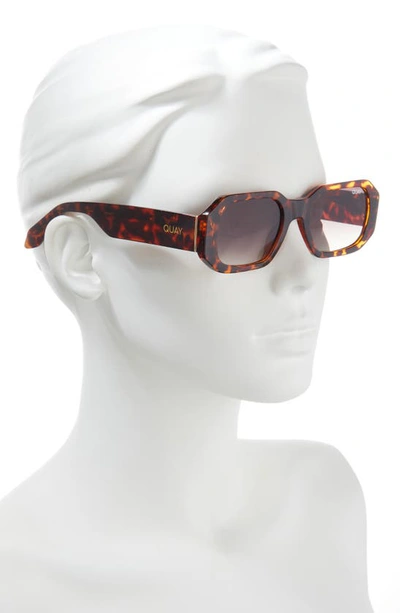 Shop Quay Hyped Up 38mm Gradient Square Sunglasses In Tort Gold/ Brown