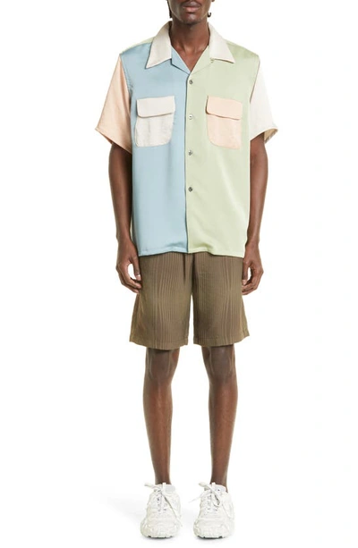 Shop Needles Colorblock Sateen Camp Shirt In A-light Tone