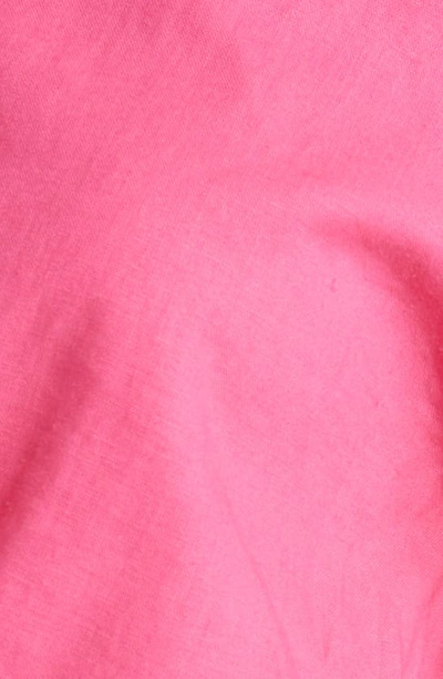 Shop Frame Twist Front Linen Blend Crop Shirt In Flamingo