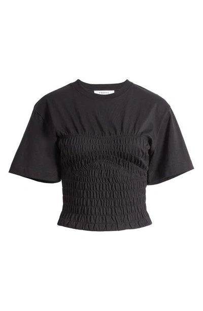Shop Frame Smocked Corset Organic Cotton T-shirt In Noir
