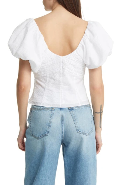 Shop Frame Puff Sleeve Top In Blanc