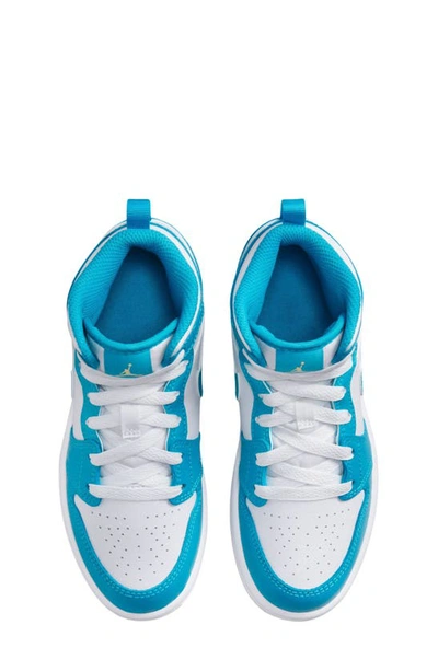 Shop Nike Kids' Air Jordan 1 Mid Sneaker In Aquatone/ Gold/ White