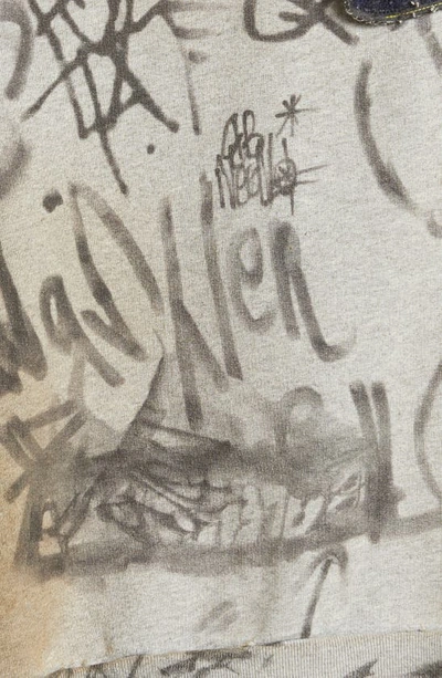 Shop Balenciaga Distressed Graffiti Print Cotton Hoodie In Heather Grey