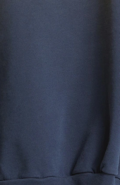 Shop Balenciaga Tape Logo Distressed Cotton Hoodie In Marine Blue