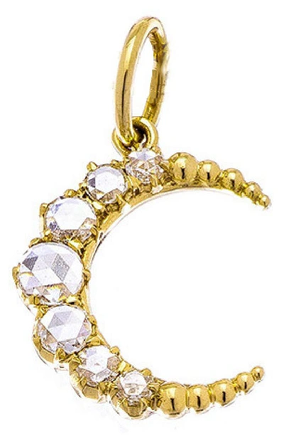 Shop Sethi Couture Crescent Diamond Pendant In Yellow