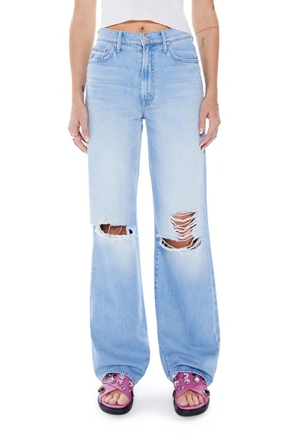 Shop Mother The Maven Heel Ripped High Waist Wide Leg Jeans In Ripped Off