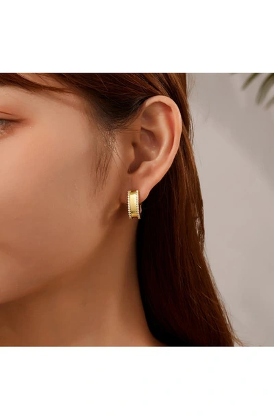Shop Lafonn Simulated Diamond Huggie Hoop Earrings In White/ Gold