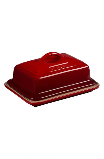 Shop Le Creuset Heritage Butter Dish In Cherry