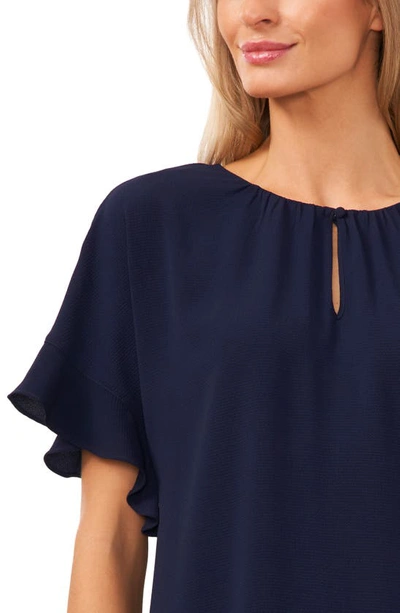 Shop Cece Ruffle Sleeve Crepe Blouse In Classic Navy