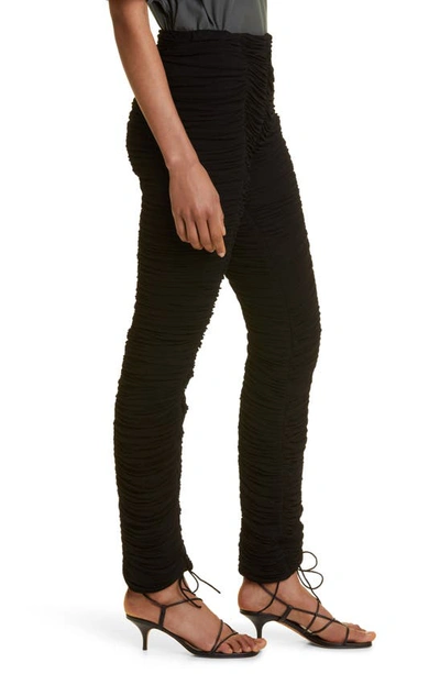 Shop Interior Bea Lace-up Ruched Skinny Pants In Matte Black