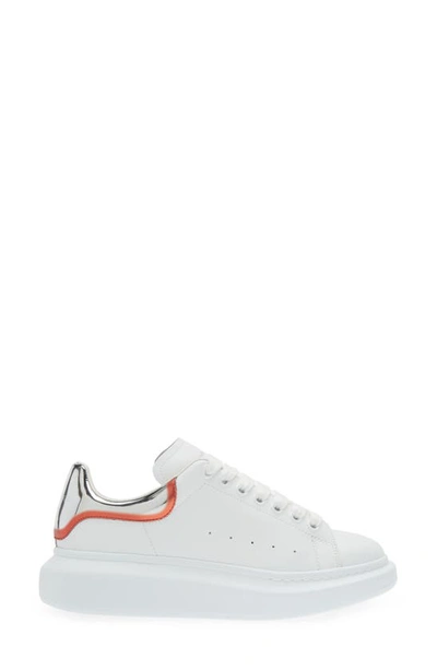 Alexander McQueen Men's Oversized Leather Platform Sneakers - White Lust Red - Size 12
