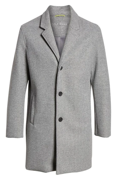 Shop Cole Haan Regular Fit Stretch Wool Coat In Grey