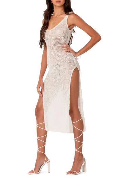 Edikted Nevea Open Back Knit Midi Dress In Cream