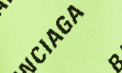Shop Balenciaga Logo Jacquard Cotton Blend Sweater In Acid Green/ Black