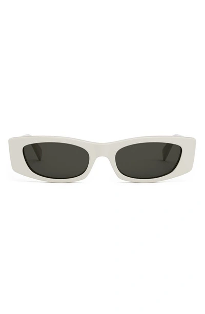 Shop Celine Bold 3 Dots 55mm Rectangular Sunglasses In Ivory / Smoke