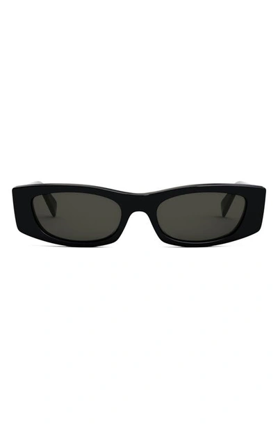 Shop Celine Bold 3 Dots 55mm Rectangular Sunglasses In Shiny Black / Smoke