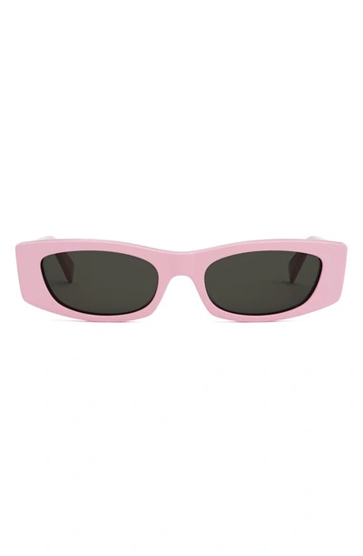 Shop Celine Bold 3 Dots 55mm Rectangular Sunglasses In Shiny Pink / Smoke