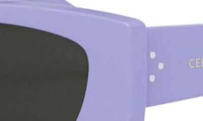 Shop Celine Bold 3 Dots 55mm Rectangular Sunglasses In Shiny Lilac / Smoke