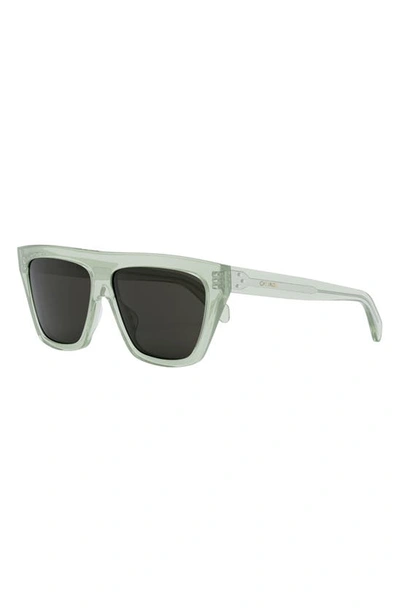 Shop Celine Bold 3 Dots 58mm Flat Top Sunglasses In Shiny Light Green / Smoke