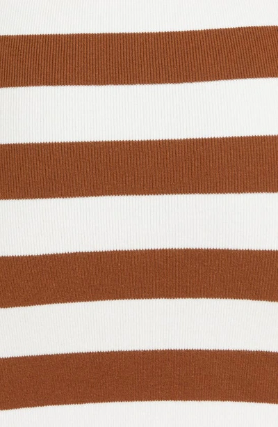 Shop Monse Stripe Cutout Shoulder Knit Minidress In Brown