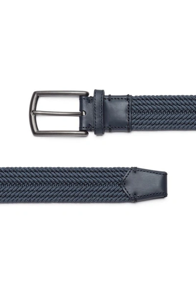 Shop Zegna Triple Stitch™ Buckle Braided Belt In Blue