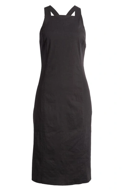 Shop Theory Racerback Linen Blend Sheath Dress In Black