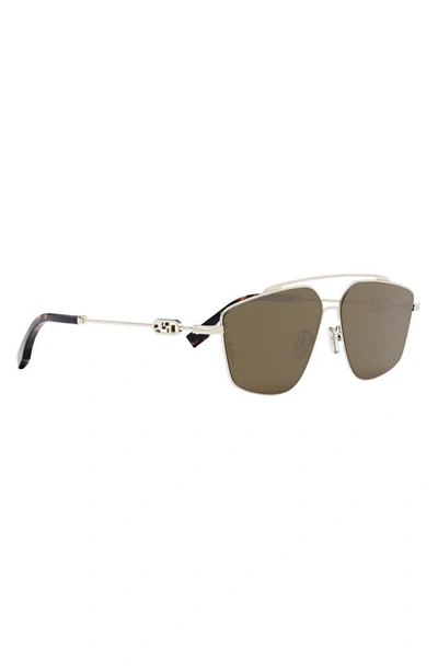 Shop Fendi The  O'lock 58mm Geometric Sunglasses In Gold / Brown