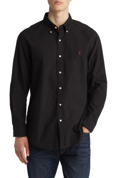 Shop Polo Ralph Lauren Long Sleeve Cotton Oxford Button-down Shirt In Polo Black