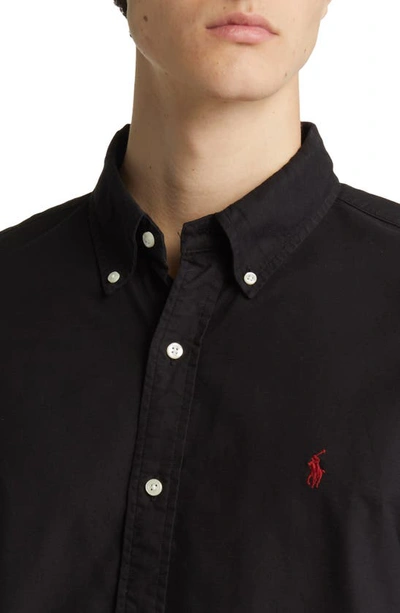 Polo Ralph Lauren Black Shirt With Pony Embroidery In Black