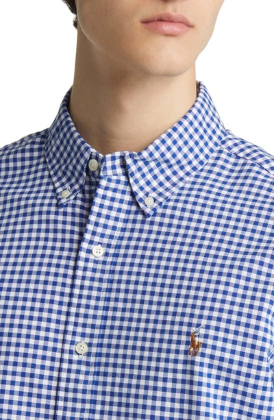 Shop Polo Ralph Lauren Long Sleeve Cotton Oxford Button-down Shirt In Blue/ White Gingham