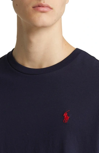 Polo Ralph Lauren Blue Crewneck T-shirt With Pony Embroidery On The Front In Blue