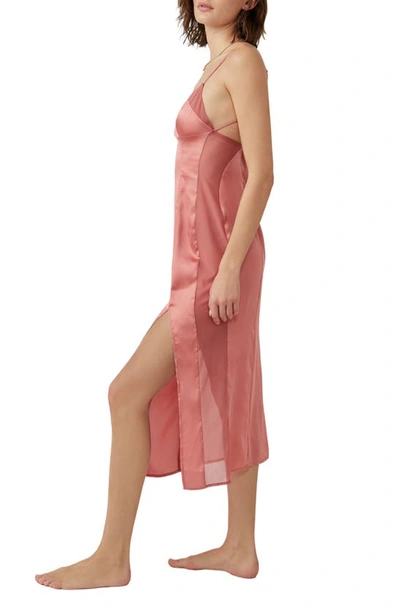Shop Free People City Cool Satin Slipdress In Canyon Clay