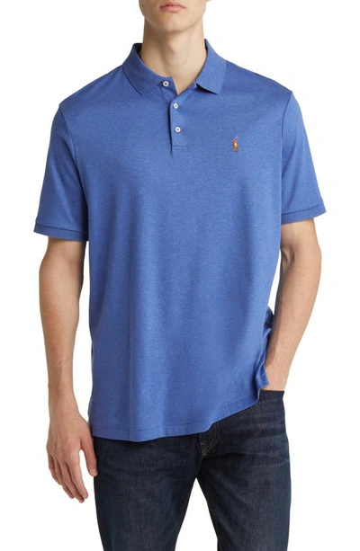 Shop Polo Ralph Lauren Heathered Polo In Faded Royal Heather