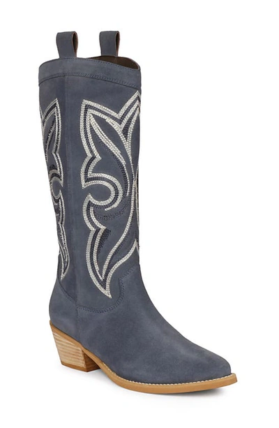 Shop Saint G Martina Pointed Toe Western Boot In Denim