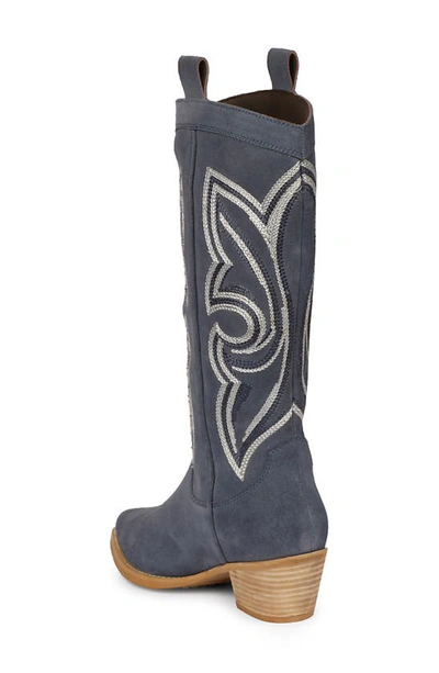 Shop Saint G Martina Pointed Toe Western Boot In Denim