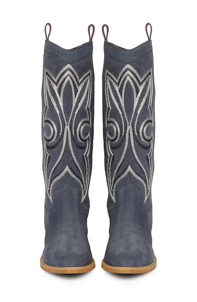 Saint G Martina Pointed Toe Western Boot In Denim