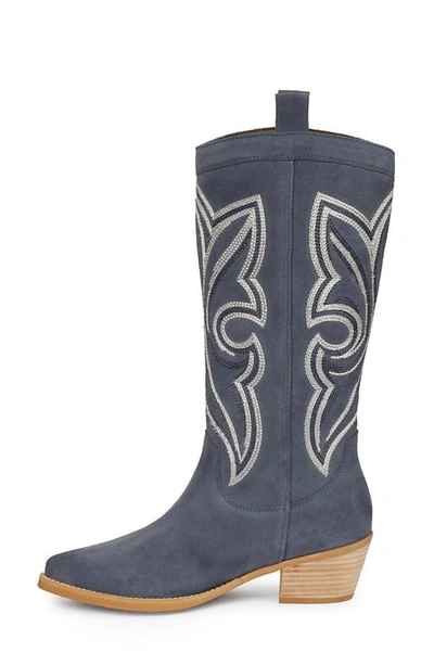 Shop Saint G Martina Pointed Toe Western Boot In Denim