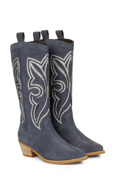 Shop Saint G Martina Pointed Toe Western Boot In Denim