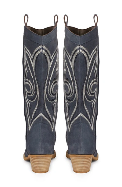 Shop Saint G Martina Pointed Toe Western Boot In Denim