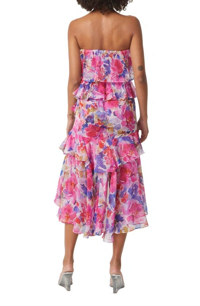 Shop Misa Luciana Floral Strapless Tiered Dress In In Full Bloom