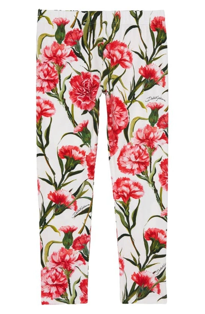 Shop Dolce & Gabbana Kids' Carnation Print Leggings In Multiprint