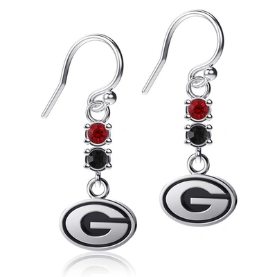 Shop Dayna Designs Georgia Bulldogs Dangle Crystal Earrings In Silver