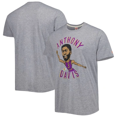 Shop Homage Anthony Davis Gray Los Angeles Lakers Caricature Tri-blend T-shirt