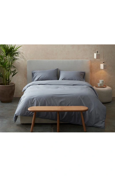 Shop Coyuchi Crinkled Organic Cotton Percale Duvet Cover In Steel Blue