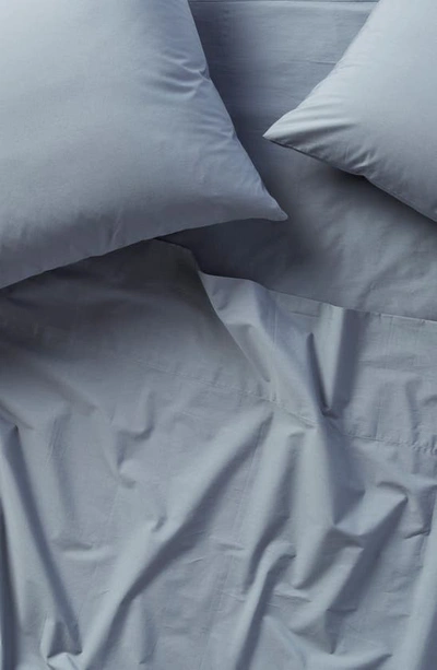 Shop Coyuchi Crinkled Organic Cotton Percale Sheet Set In Steel Blue